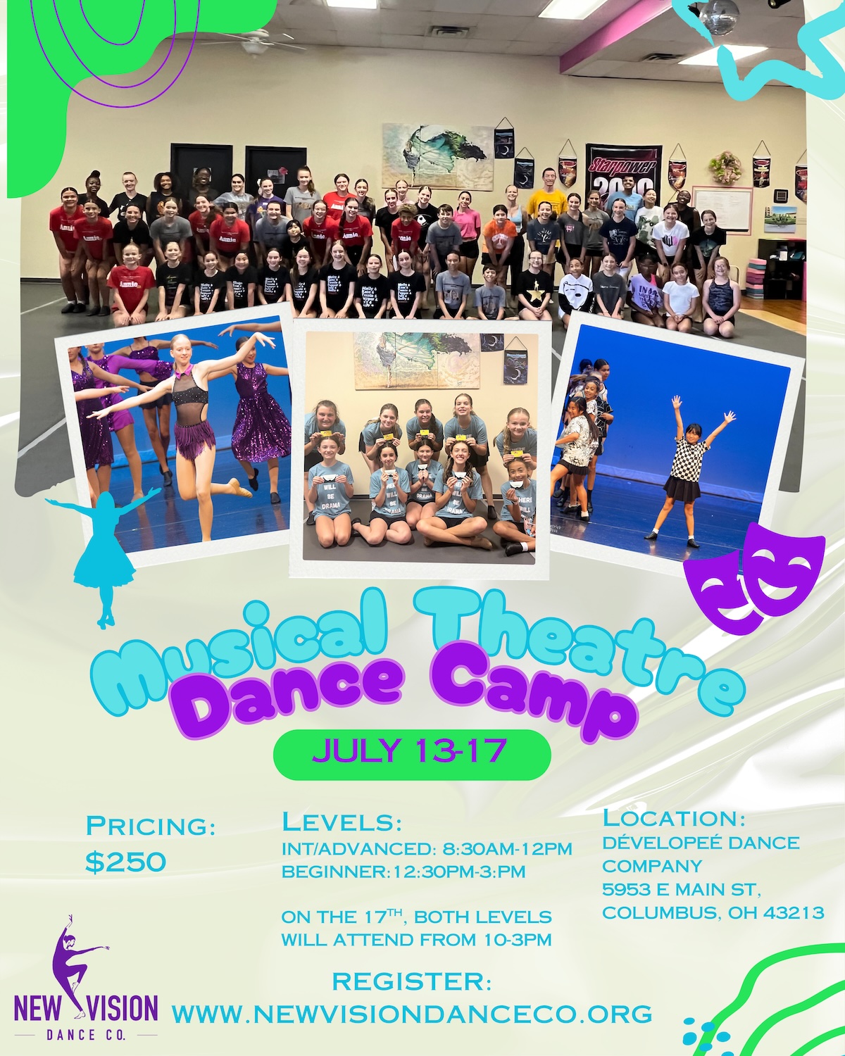Musical Theater Dance Camp July 13-17, 2026 Flyer